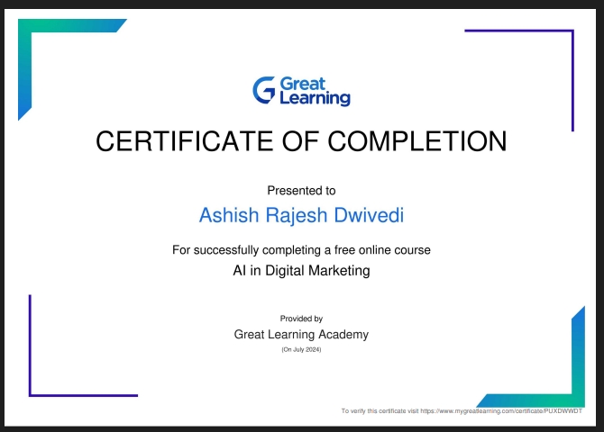 Certificate 1 AI In Digital Marketing