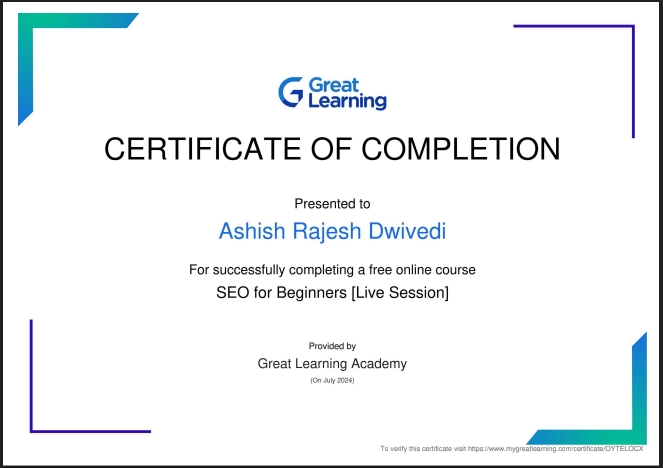 Certificate 3 SEO For Begineers