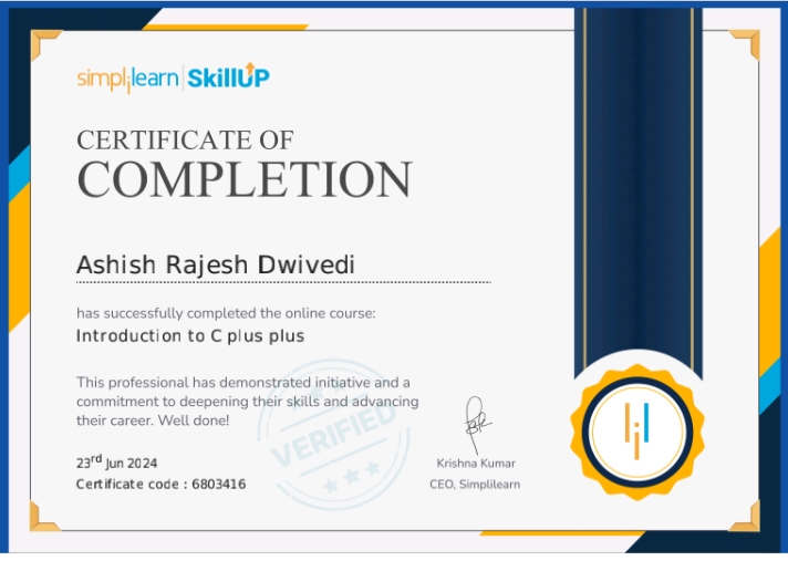 Certificate 5 Introduction To C++
